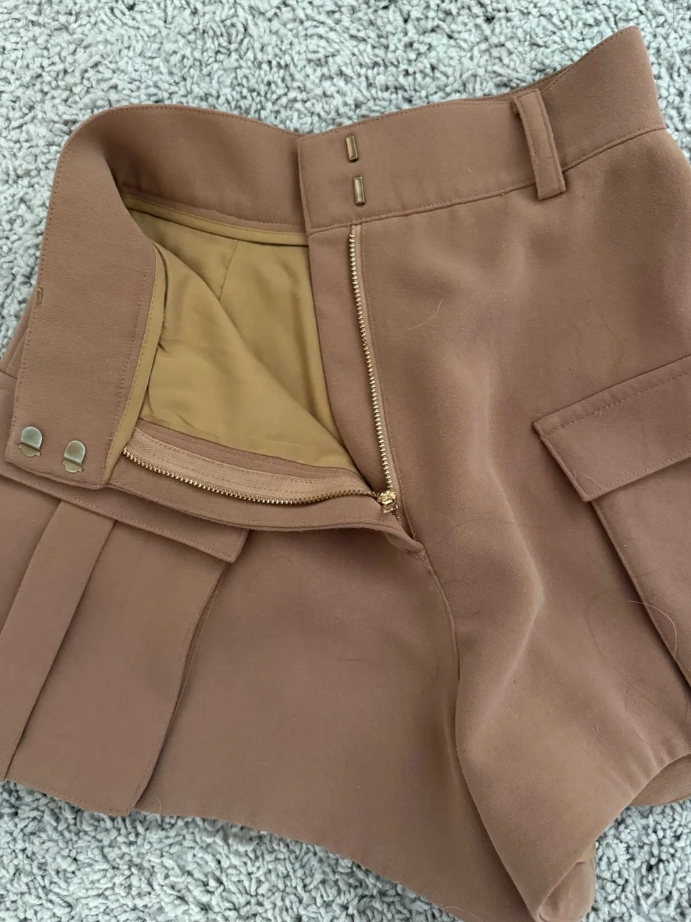 House of CB Camel/Tan High-Waist Cargo Shorts